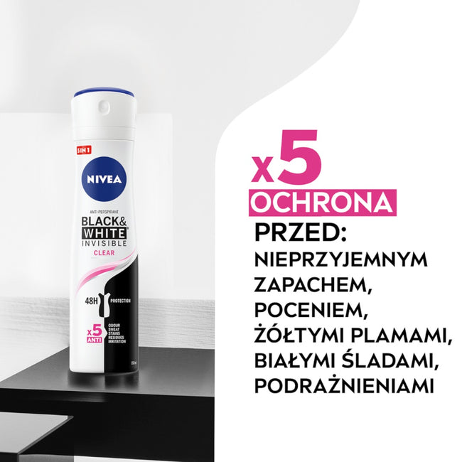 Nivea Black&White Invisible Clear antyperspirant spray 150ml