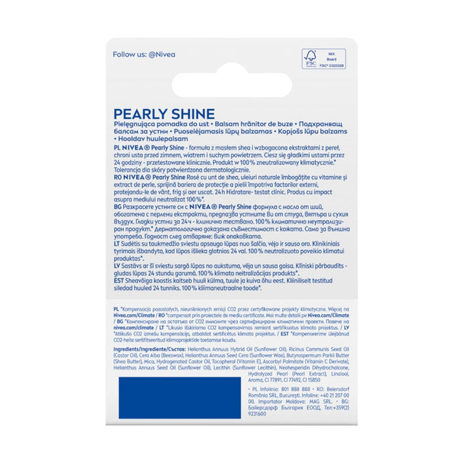 Nivea Pielęgnująca pomadka do ust Pearly Shine 4.8g