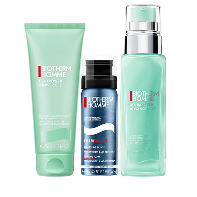 Biotherm Homme Aquapower zestaw żel pod prysznic 75ml + nawilżający żel do twarzy 75ml + pianka do golenia 50ml
