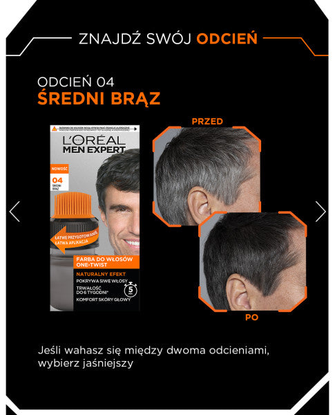 L'Oreal Paris Men Expert One-Twist farba do włosów 04 Średni Brąz
