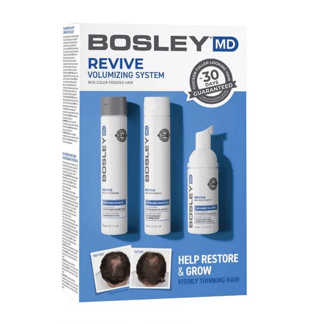 BosleyMD Revive Non Color-Treated zestaw szampon do włosów 150ml + odżywka do włosów 150ml + pianka bez spłukiwania 100ml