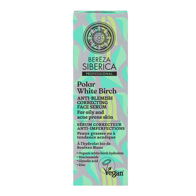Natura Siberica Bereza Siberica wegańskie serum do twarzy przeciwdziałające niedoskonałościom do skóry tłustej oraz z tendencją do powstawania trądziku 30ml