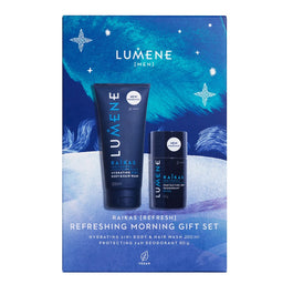 Lumene Men Raikas Refreshing Morning zestaw Hydrating 2in1 Body & Hair Wash 200ml + Protecting 24H Deodorant Stick 60g