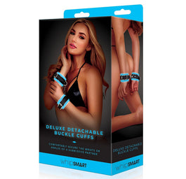 Whipsmart Glow In The Dark Deluxe Buckle Cuffs kajdanki świecące w ciemności Blue