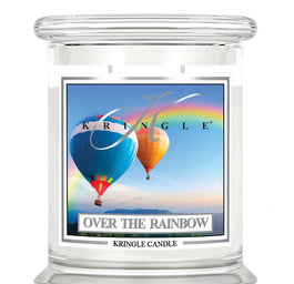 Kringle Candle Średnia świeca zapachowa z dwoma knotami Over The Raibow 411g