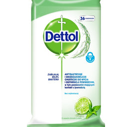 Dettol Antybakteryjne i drożdżakobójcze chusteczki do mycia i dezynfekcji powierzchni Limonka & Mięta 36szt