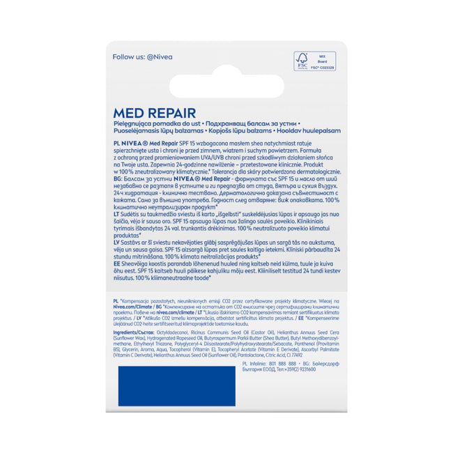 Nivea Pielęgnująca pomadka do ust Med Repair 4.8g