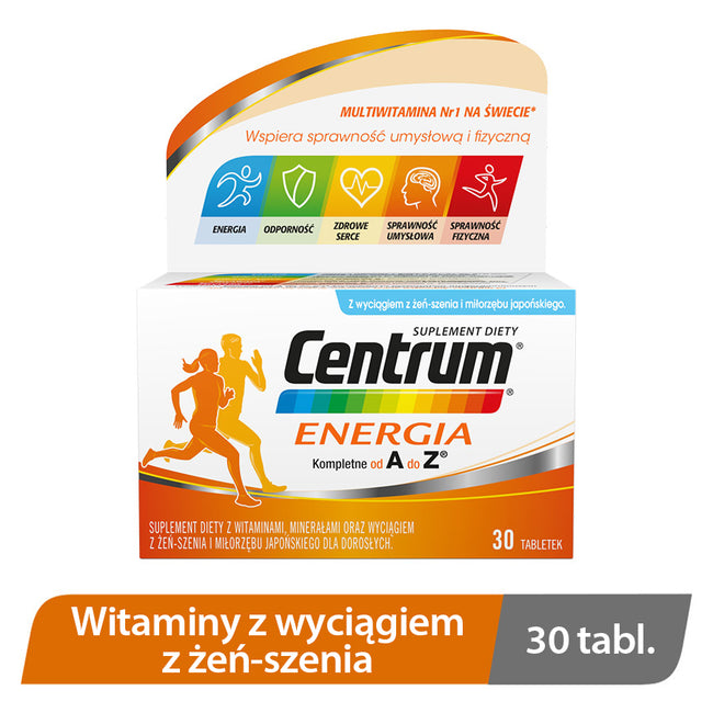 Centrum Energia witaminy z wyciągiem z żeń-szenia suplement diety 30 tabletek