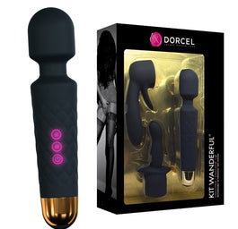 Marc Dorcel Kit Wanderful zestaw masażer różdżka + dwie nakładane końcówki