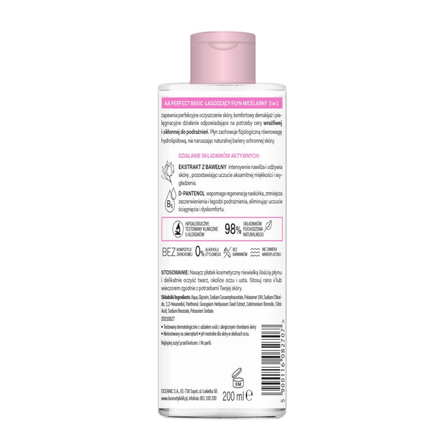 AA Perfect Basic łagodzący płyn micelarny 3w1 Sensitive 200ml