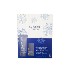 Lumene Men Raikas Refreshing Morning zestaw Hydrating 2in1 Body & Hair Wash 200ml + Protecting 24H Deodorant Stick 70g