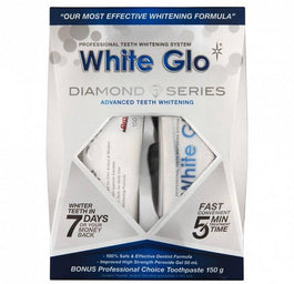 White Glo Diamond Series System zestaw wybielająca pasta do zębów 100ml + wybielający żel do zębów 50ml + nakładka na zęby