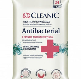 CLEANIC Antibacterial chusteczki odświeżające z płynem antybakteryjnym 24szt.