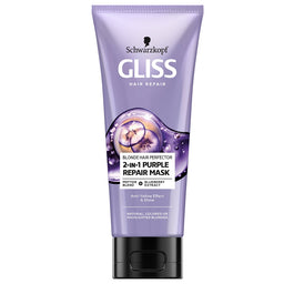 Gliss Kur Blonde Hair Perfector 2-in-1 Purple Repair Mask maska do naturalnych farbowanych lub rozjaśnianych blond włosów 200ml