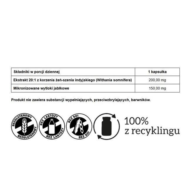 Pharmovit Żeń-szeń indyjski Ashwagandha 20:1 200mg suplement diety 90 kapsułek