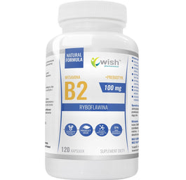 WISH Pharmaceutical Witamina B2 100mg + Prebiotyk suplement diety 120 kapsułek