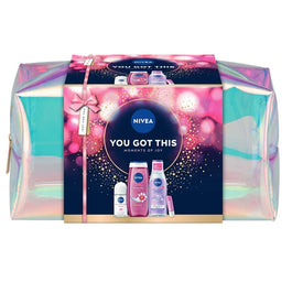 Nivea You Got This zestaw żel pod prysznic 250ml + kojący płyn micelarny 200ml + antyperspirant roll-on 50ml + pielęgnująca pomadka do ust 4.8g
