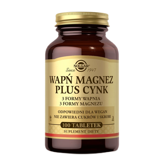 Solgar Wapń Magnez Cynk suplement diety 100 tabletek