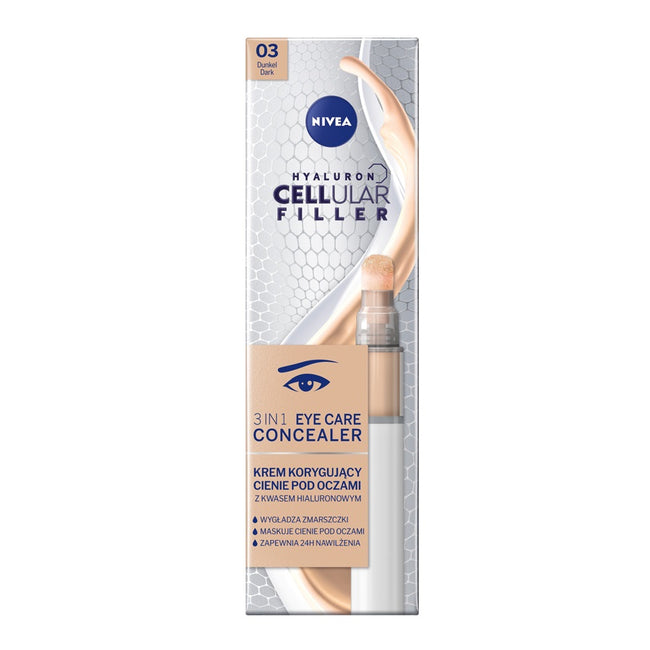 Nivea Hyaluron Cellular Filler 3In1 Eye Care Concealer krem korygujący cienie pod oczami