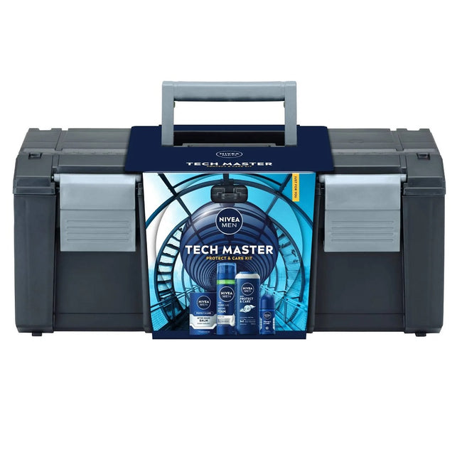 Nivea Men Tech Master zestaw żel pod prysznic 3w1 250ml + ochronna pianka do golenia 200ml + nawilżający balsam po goleniu 100ml + antyperspirant roll-on 50ml