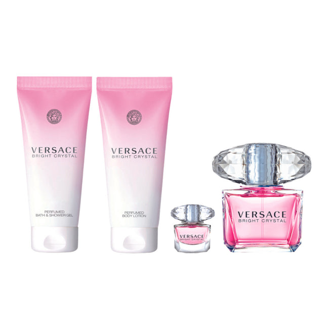 Versace Bright Crystal zestaw woda toaletowa spray 90ml + woda toaletowa 5ml + balsam do ciała 100ml + żel pod prysznic 100ml