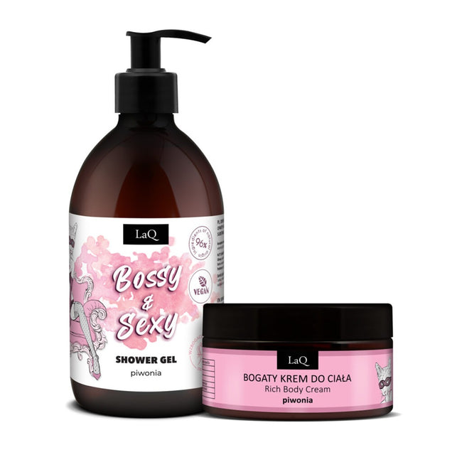 LaQ Żel De La Krem Piwonia zestaw żel pod prysznic 500ml + bogaty krem do ciała 200ml