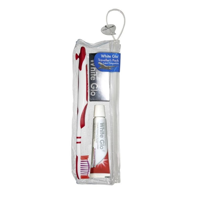 White Glo Travel Pack zestaw podróżny wybielająca pasta do zębów 16ml + szczoteczka + wykałaczki dentystyczne