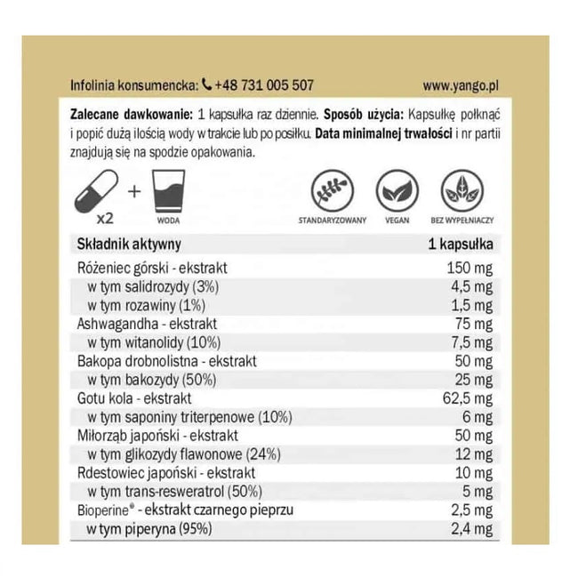 Yango Różeniec Premium suplement diety 100 kapsułek