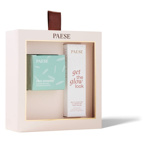 Paese All About The Base 02 zestaw rozświetlający krem do twarzy 30ml + sypki puder ryżowy 10g