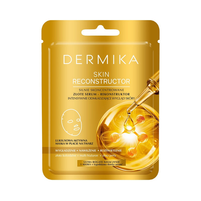 Dermika Skin Reconstructor silnie skoncentrowane złote serum-rekonstruktor intensywnie odmładzający wygląd skóry maska w płacie 1szt