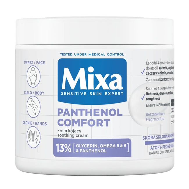 MIXA Panthenol Comfort+ kojący krem ochronny do twarzy dłoni i ciała 400ml