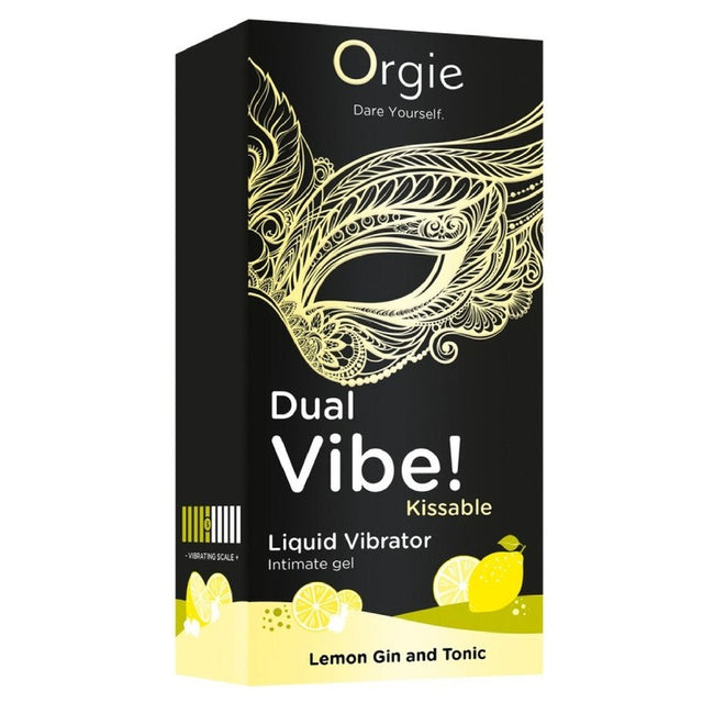 Orgie Dual Vibe! Kissable Liquid Vibrator żel intymny smakowy z efektem wibracji Cytrynowy Gin z Tonikiem 15ml