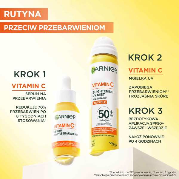 Garnier Vitamin C rozświetlająca mgiełka UV na makijaż z SPF50+ i witaminą C 75ml