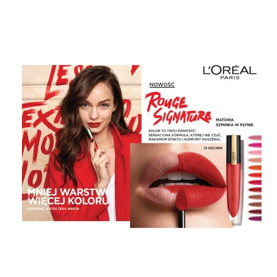 L'Oreal Paris Rouge Signature Matte Liquid Lipstick matowa pomadka w płynie