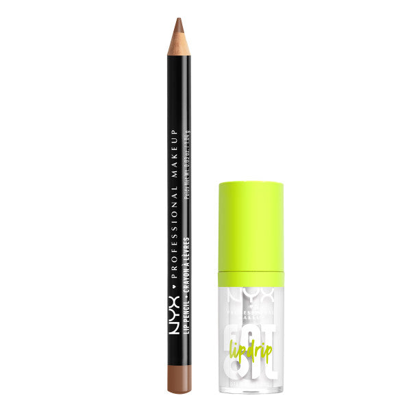 NYX Professional MakeUp Duo Kit zestaw Slim Lip Pencil kredka do ust Nude Truffle 1.04g + Fat Oil Lip Drip olejek do ust My Main 4.8ml