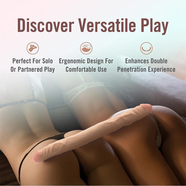 Blush Dr.Skin+ Posable Double Dong dwustronne realistyczne dildo Beige 35.6cm