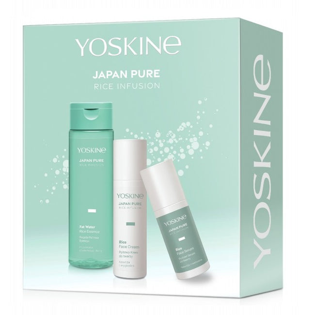 Yoskine Japan Pure Rice Infusion zestaw ryżowe serum do twarzy 30ml + ryżowy krem do twarzy 50ml + bogata ryżowa esencja do twarzy 200ml