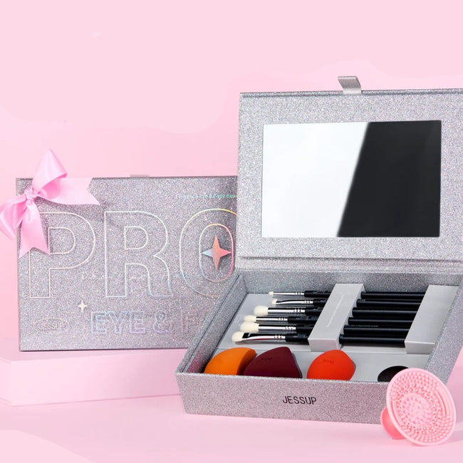 JESSUP Beauty Kit zestaw pędzli i gąbeczek szkatułka T504 10szt