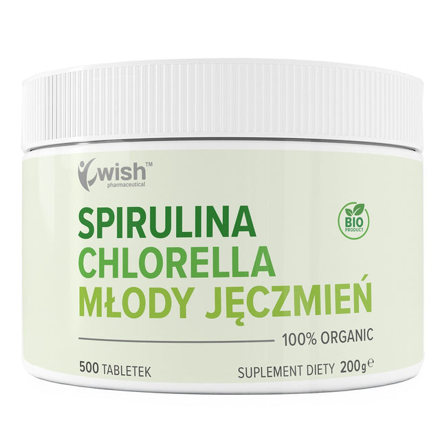 WISH Pharmaceutical Spirulina Chlorella Młody Jęczmień suplement diety 500 tabletek
