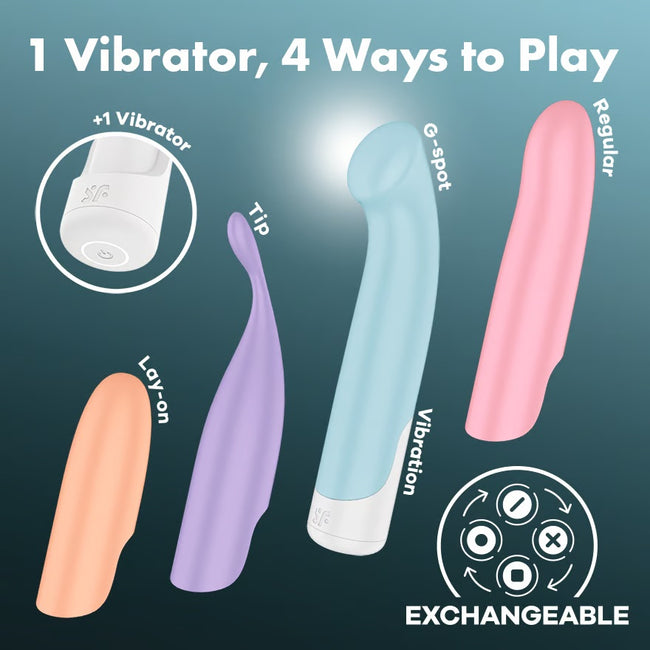 Satisfyer Playful Four wibrator z wymiennymi nakładkami