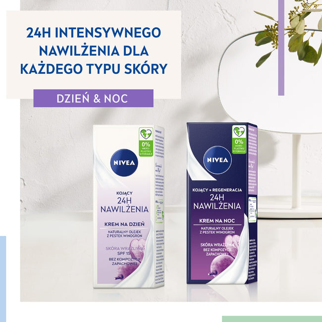 Nivea 24H Nawilżenia kojący krem na dzień SPF15 50ml
