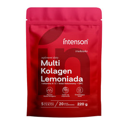 Intenson Multi Kolagen Lemoniada + witamina C + kwas hialuronowy + OPC suplement diety Truskawka 220g