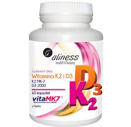 Aliness Witamina K2 MK-7 100 µg z Natto + D3 suplement diety 60 kapsułek