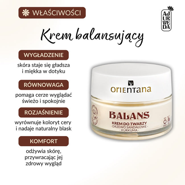 ORIENTANA Balans krem do twarzy Drzewo Sandałowe i Kurkuma 50ml
