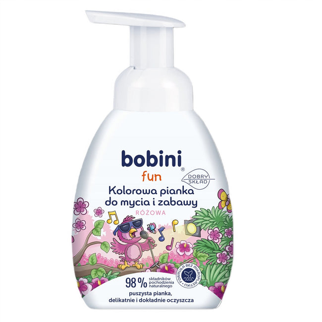 Bobini Fun kolorowa pianka do mycia i zabawy Różowa 300ml