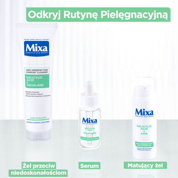 MIXA Matujący żel przeciw niedoskonałościom Kwas salicylowy + kwasy AHA 50ml