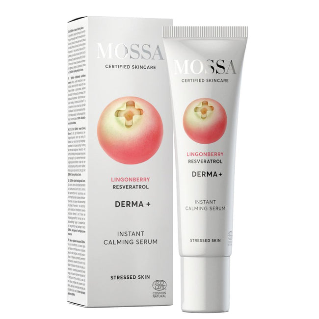 MOSSA Derma+ uspokajające serum z borówką brusznicą i resweratrolem do skóry wrażliwej 30ml