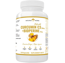 Natural Herbs Curcumin C3 500mg + Bioperine 10mg suplement diety 120 kapsułek