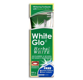 White Glo Herbal White wybielająca ziołowa pasta do zębów 100ml + szczoteczka do zębów