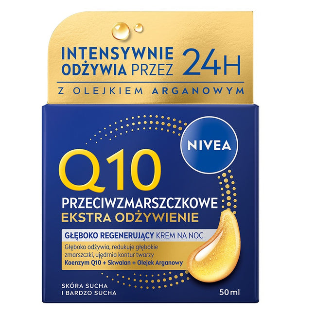 Nivea Q10 Przeciwzmarszczkowe Ekstra Odżywienie głęboko regenerujący krem na noc 50ml